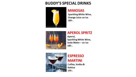 The refreshing Apirol Spritz is now pouring at both Buddy’s Soi 8 and Buddy’s Soi 20! 🥂🍹