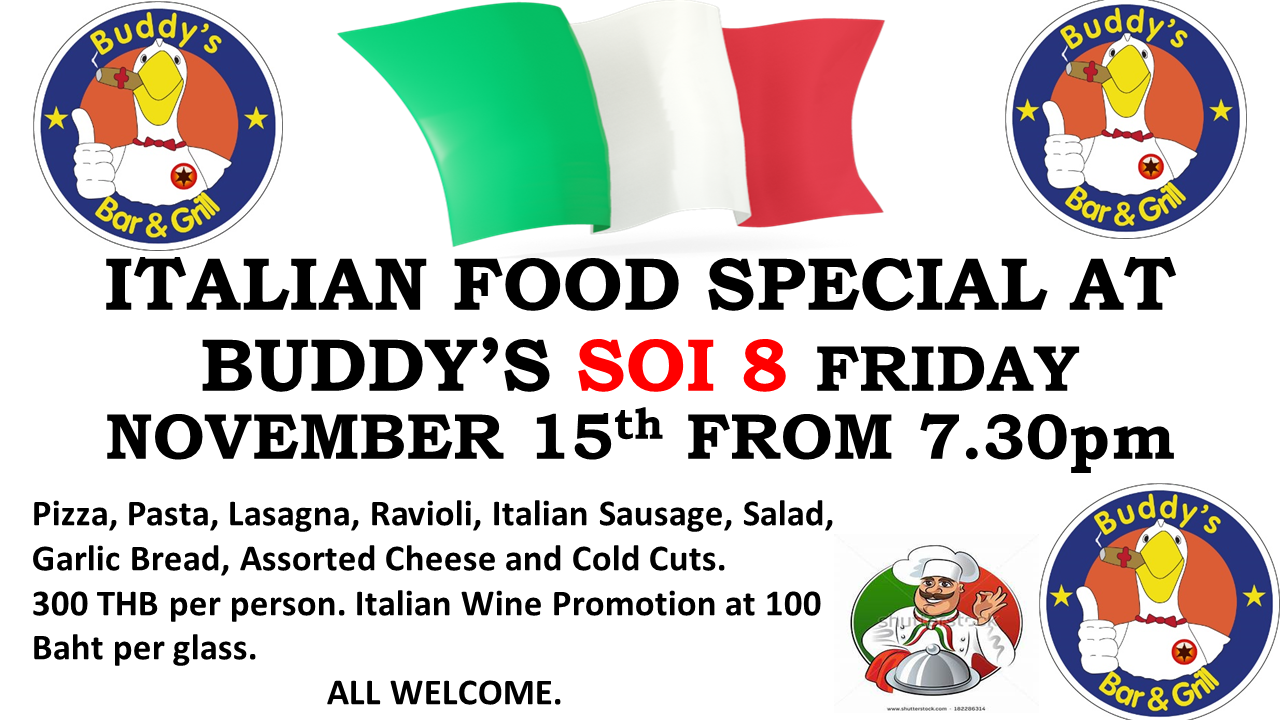 🍝🇮🇹 Italian Night at Buddy's Soi 8 Friday November 15! 🇮🇹🍝