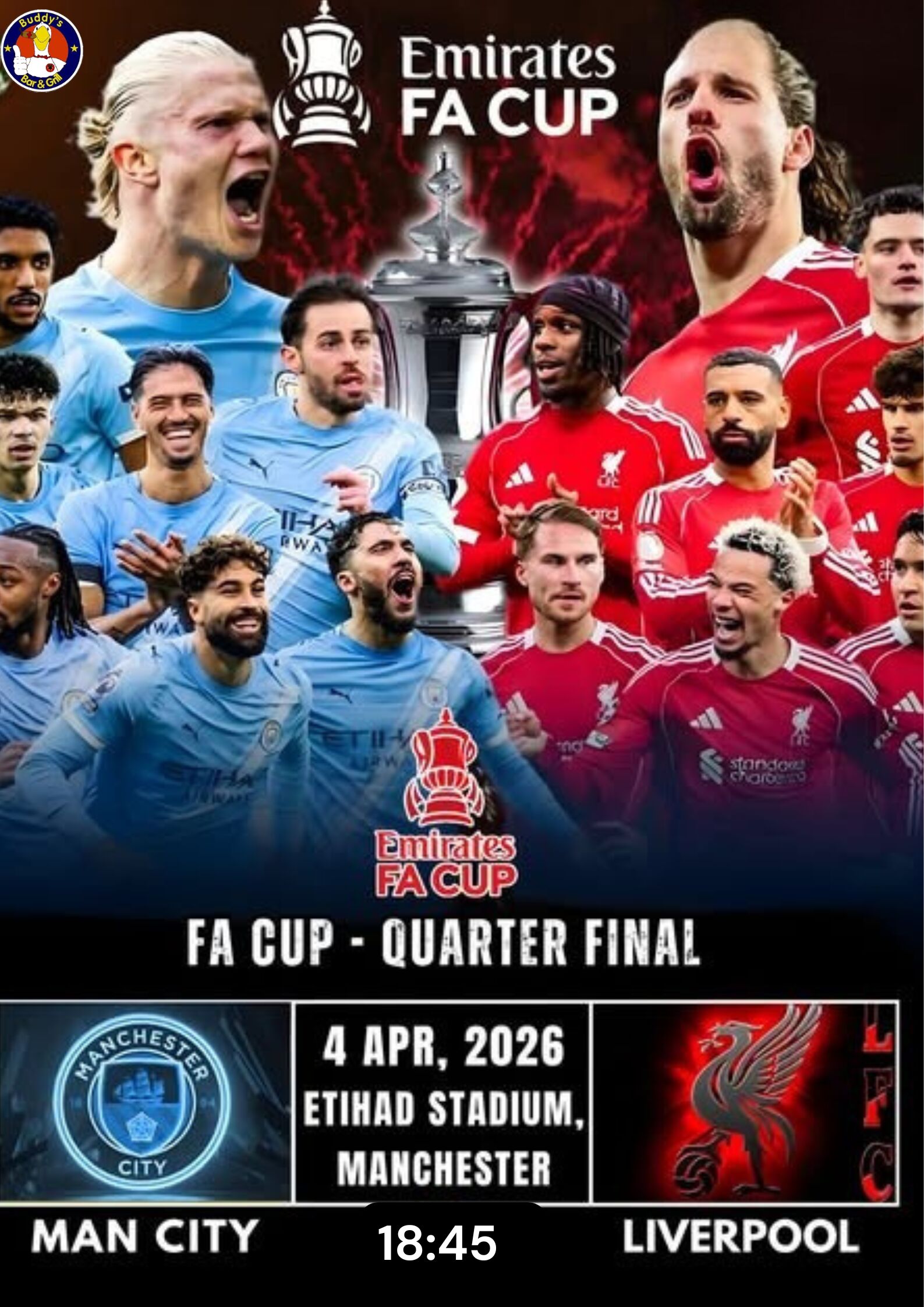 Catch the **FA Cup Quarter Final** clash between Manchester City and Liverpool on **Saturday, April 4 (6:45 PM kickoff)**,