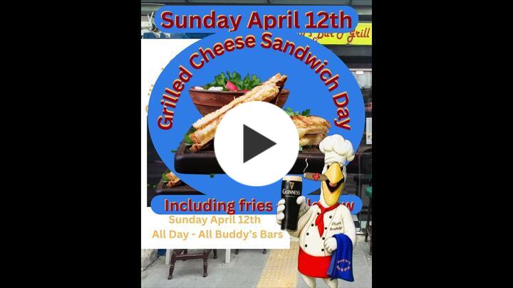 🧀🔥 **Sunday April 12 – National Grilled Cheese Day!** 🔥🧀  **ALL grilled sandwiches for just 125THB** — all day, at **all bars**!