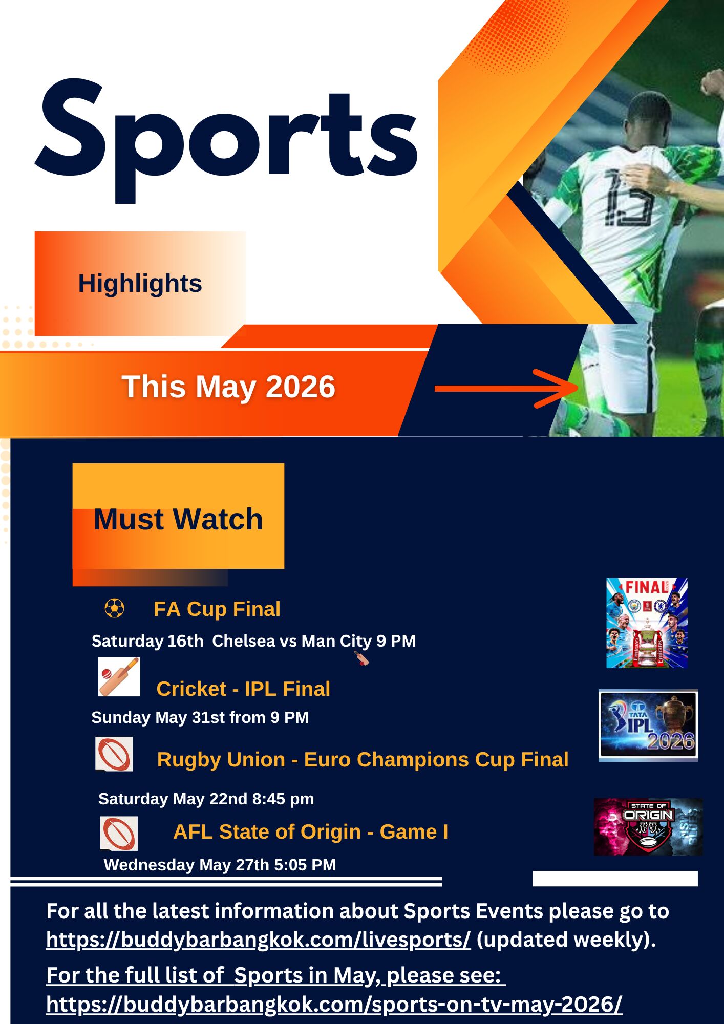 Sports LIVE at Buddy’s Bar & Grill Never miss a big match at Buddy’s Bar & Grill! With 5 locations: Silom, Sukhumvit Soi 8, 20, 22, and 89, you can always find the game you’re looking for