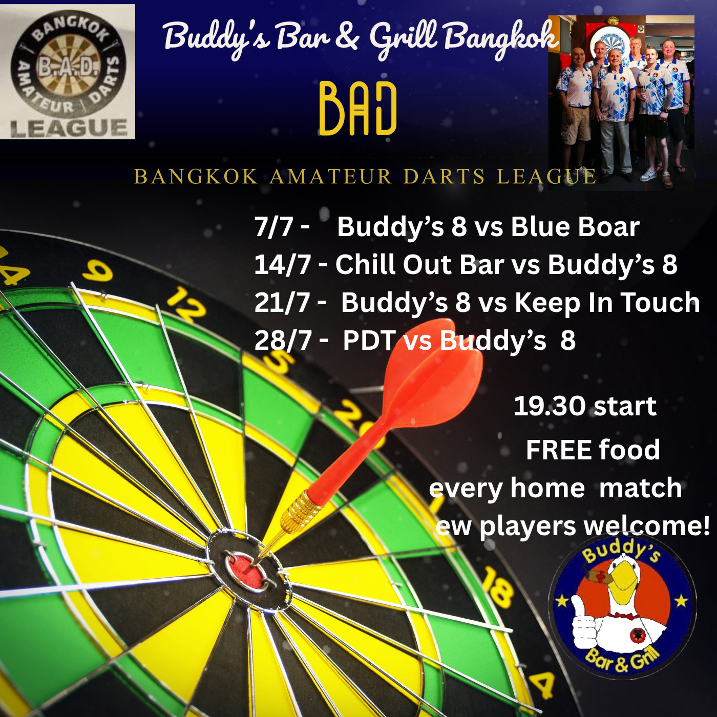 Bangkok Amateur Darts (BAD) League. Season 7 starts on June 16.