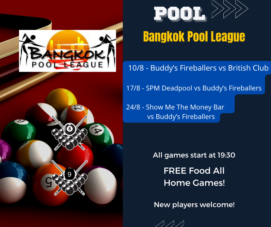 Play pool for FREE at Buddy's Bar & Grill Bangkok