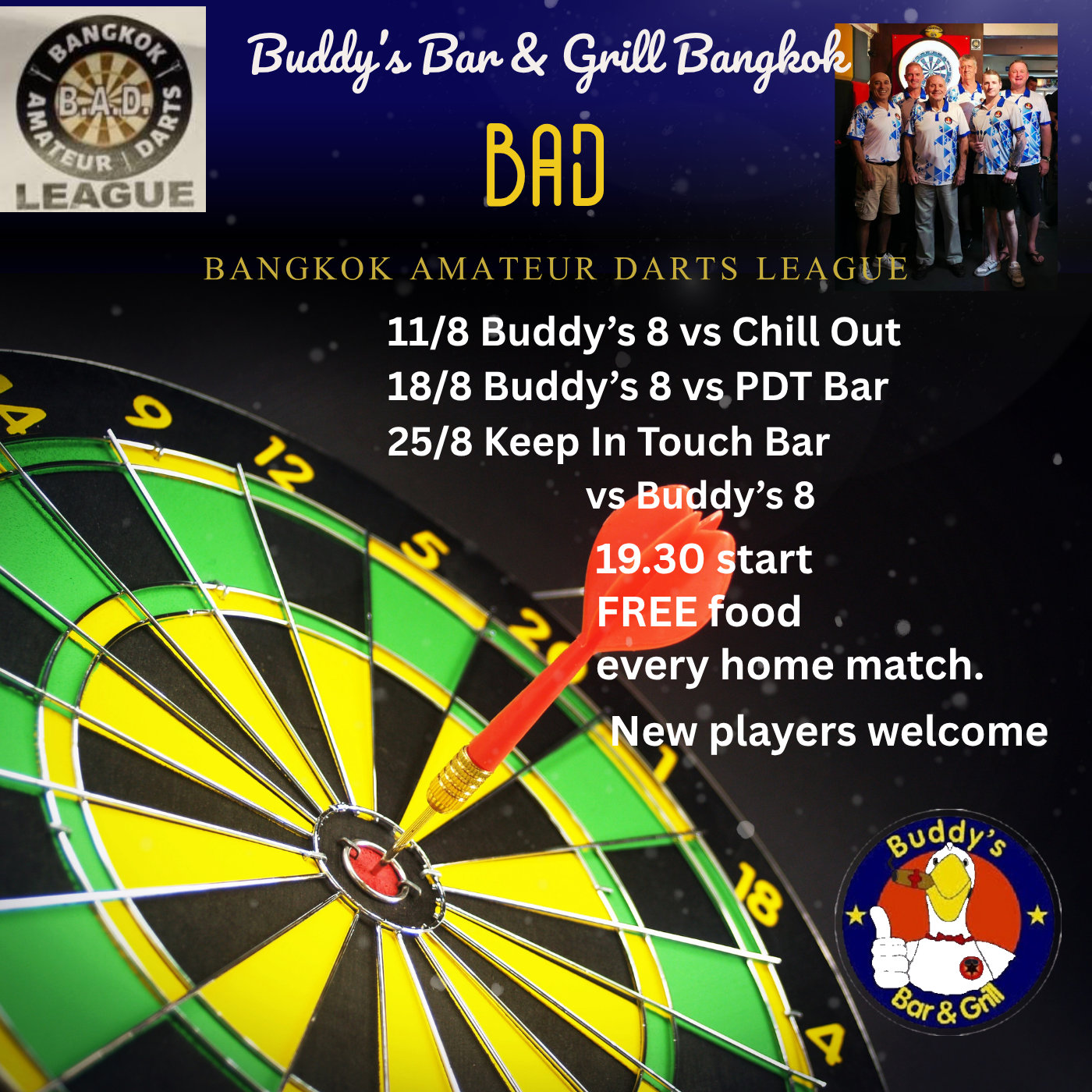Bangkok Amateur Darts (BAD) League. Season 7 starts on June 16.